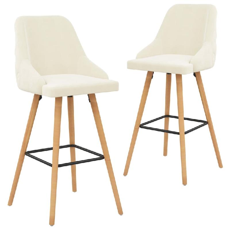 VidaXL Chaises De Bar Lot De 2 Crème Velours - beige 289556_0