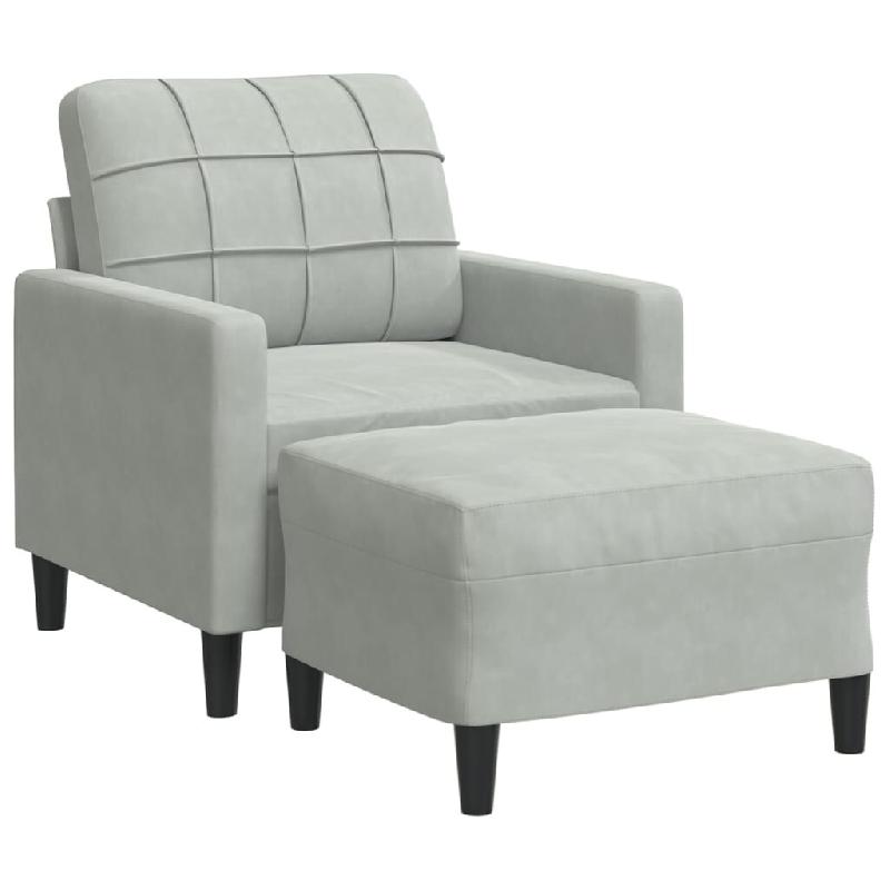 VidaXL Fauteuil avec repose-pied Gris clair 60 cm Velours Modèle Quinoa - 3278257_0