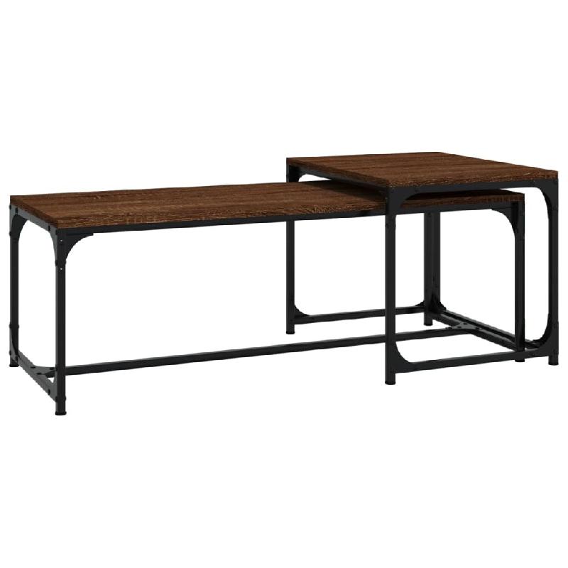 VidaXL Tables basses 2 pcs Chêne marron Bois d'ingénierie Modèle Soleil Protect Prime - Bois manufacturé 350456_0