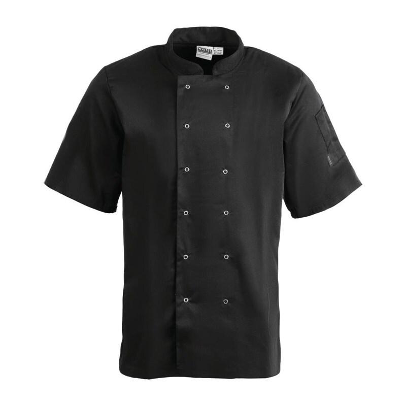 Whites Chefs Clothing Veste de cuisine mixte Whites Vegas manches courtes noire 3XL - XXXL noir A439-3XL_0