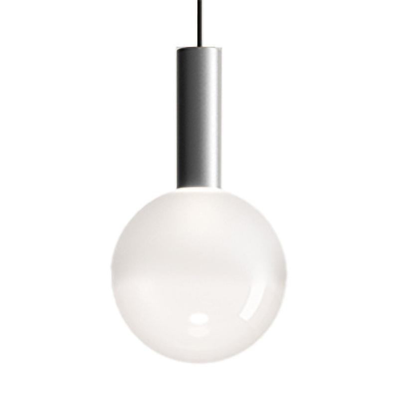 Zafferano Suspension Sfera LED en aluminium et verre borosilicate soufflé à la bouche, lumière chaude 2700K, diamètre 18 cm, couleur aluminium - g_0