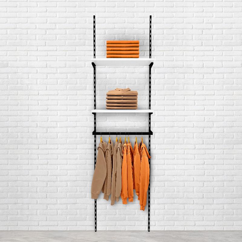 Élément de départ Cremablack penderie noir + 2 tablettes blanc L60xH240cm_0