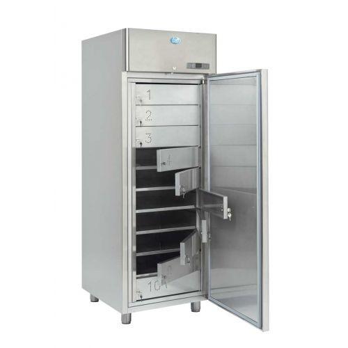 ARMOIRE RÉFRIGÉRÉE POSITIVE À CASIERS AVEC CLEFS EN INOX - 700L