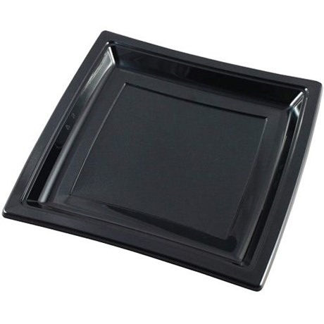 Assiette plastique carrée 240mm noir par 50 Générique