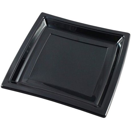 ASSIETTE PLASTIQUE JETABLE CARRÉ NOIR 24 CM (VENDU PAR 50)