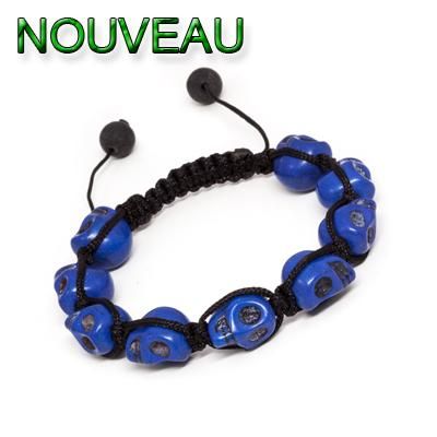 BRACELET TÊTE DE MORT BLEU - SKULL