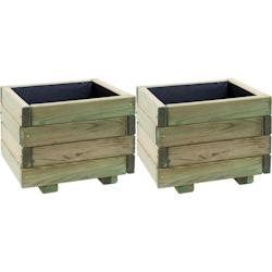 Bac à fleurs en pin traité First (Lot de 2) Jardipolys - multicolore 3700866370022_0