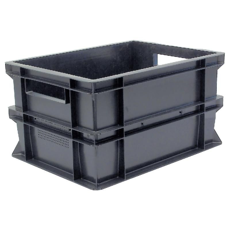 BAC DE RANGEMENT NORME EUROPE,  GERBABLE 20 LITRES - POLYPROPYLENE GRIS ANTHRACITE