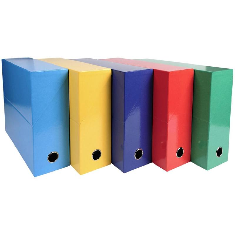 BOÎTE DE CLASSEMENT EXACOMPTA IDERAMA EN CARTON POUR 800 FEUILLES A4 (210 X 297 MM) DOS 9 CM - COLORIS ASSORTIS - LOT DE 5