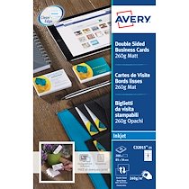 CARTE DE VISITE AVERY QUICK AND CLEAN 260 GR 85 X 54 MM BLANC - POCHETTE DE 200
