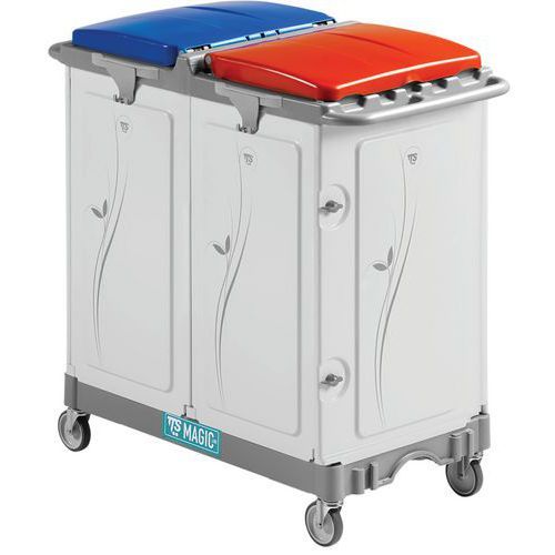 CHARIOT MAGIC À 2 PORTE-SACS 150L AVEC COUVERCLE - TTS