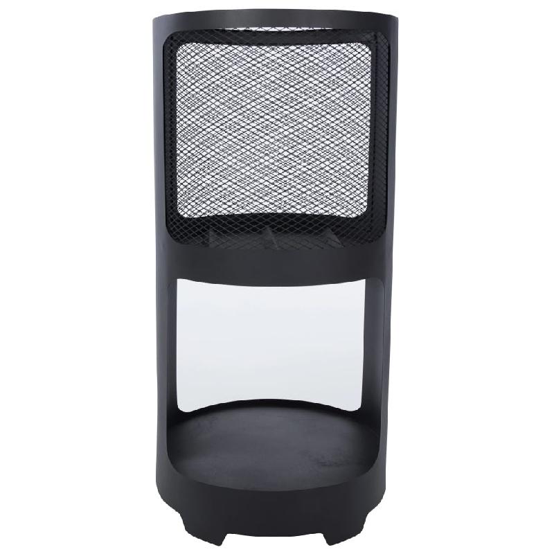 Cheminée foyer Buffalo 44 x 90 cm - Acier noir mat - 2 en 1 avec stockage de bois et grille de sécurité_0