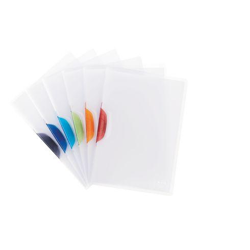LOT DE 6 - CHEMISE DE PRÉSENTATION À CLIP EN COULEURS ASSORTIES LEITZ COLOR CLIP 22 X 31 CM INCOLORE