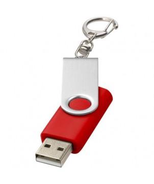 CLÉ USB ROTATIVE AVEC PORTE-CLÉS 1 GB - ROUGE MOYEN - CLÉS USB PUBLICITAIRES PERSONNALISÉES