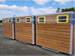 Colonne aérienne 4m3 pour emballages - Bois lasuré chêne clair - Norme NF-EN 13071-1_0