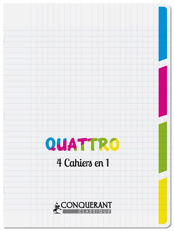 CONQUERANT Lot de 10 Cahier Quattro Classique PP piqué 24x32, 96p./48 feuilles 90g/m², Séyès, incolore - 3020120255026_0