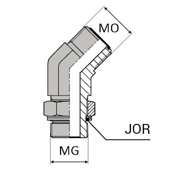 Coudes orientable mâle ORFS x mâle gaz cylindrique 45° - 1
