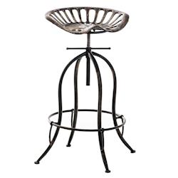 Décoshop26 - Tabouret de bar x1 avec repose-pieds circulaire design industriel en métal bronze 10_0005221 - 3000252523040_0