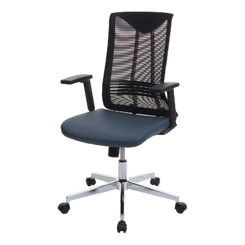 Décoshop26 - Chaise de bureau ergonomique pivotante avec accoudoirs en tissu mesh bleu-gris 04_0001884 - bleu 3000153932699_0