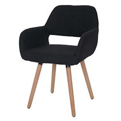 Décoshop26 - Chaise de salle à manger bureau visiteur sans roulette design rétro en tissu noir pied en bois clair 04_0002148 - noir 3000253432693_0