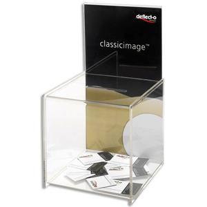 Deflecto urne avc pte-affich : 38,6 x 21,3 x 21,3 cm, pte-affich 37,5 x 20,3 cm, fente 10 x 0,9 cm_0