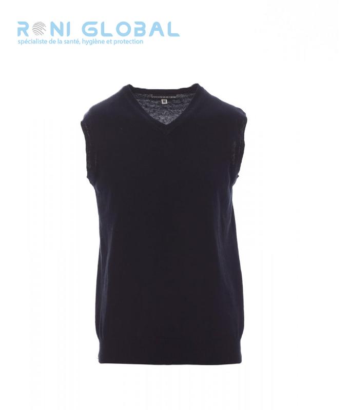 Pull / Gilet de travail marine homme - Coupe droite - Col en V - Coton et laine - Desk Payper_0