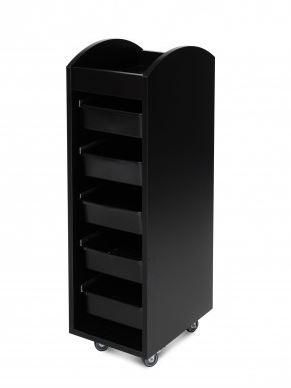 Desserte vision - meuble pour salon de beauté - coque bois mélaminé ou stratifié - 5 tiroirs en PS noir - 32x41x100 cm_0