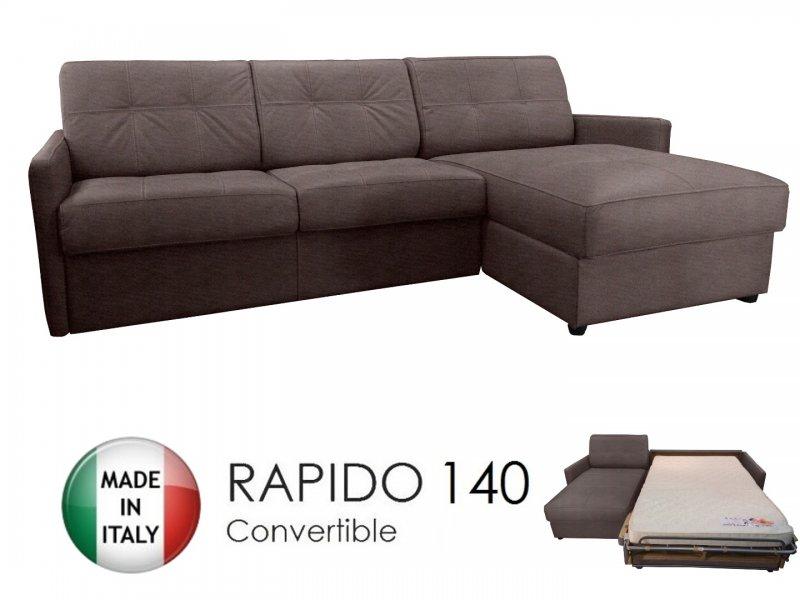 Canapé d'angle réversible convertible Express Cube 140 cm avec coffre - Tissu microfibre taupe - Matelas 16 cm_0
