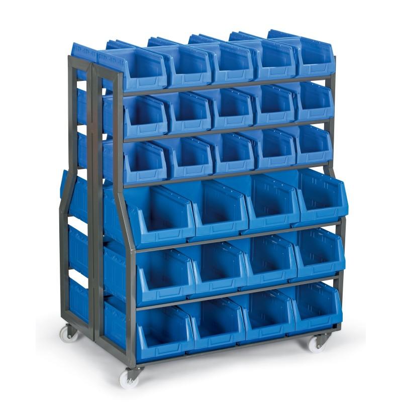 Etagère de rayonnage double - Bleu / 30x4L + 24x10L_0
