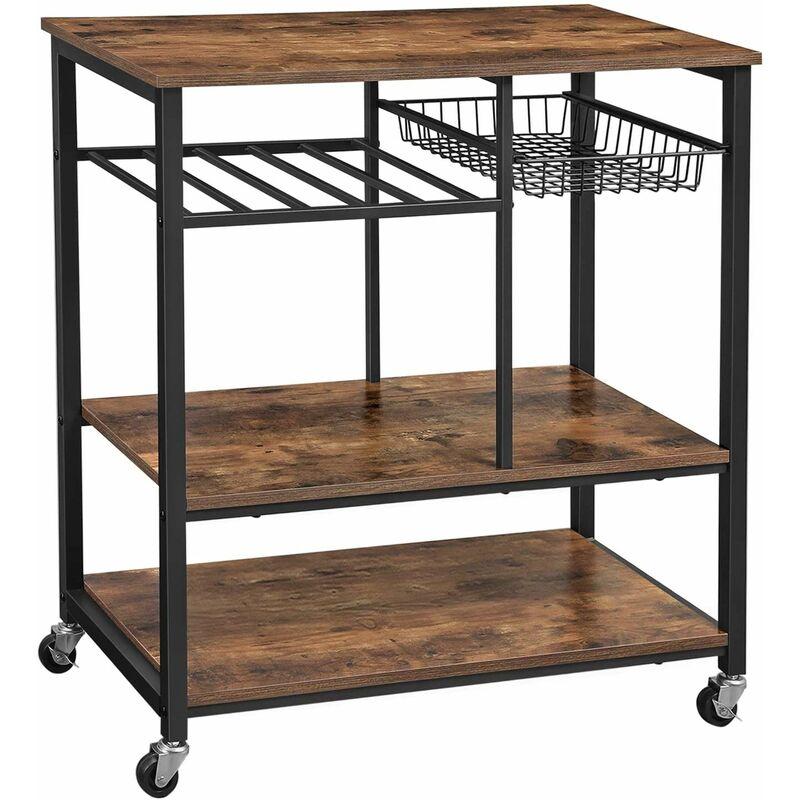Helloshop26 Etagere Cuisine Desserte Sur Roues Style Industriel Marron Et Noir Marron Comparer Les Prix De Helloshop26 Etagere Cuisine Desserte Sur Roues Style Industriel Marron Et Noir Marron Sur Hellopro Fr