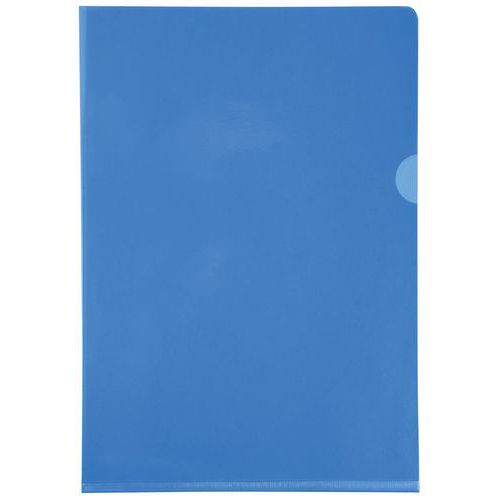 ETUI CARTON DE 100 POCH. COIN PVC LISSE HR 13/100E A4 BLEU - EXACOMPTA