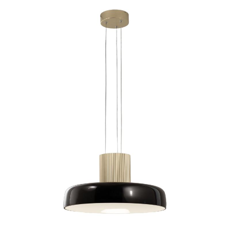 Fabas Luce Suspension Led Lunar 26 W 3150 Lm Cct 2700 K/3000 K/4000 K, Structure En Métal Et Verre Soufflé, Intensité Variable Par Paliers, Noir -_0