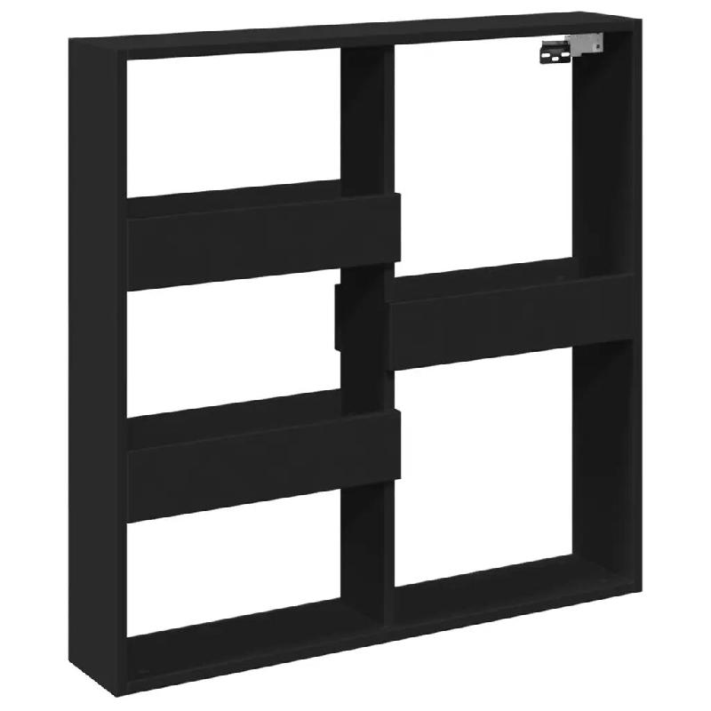 Helloshop26 - Armoire murale flottante noire moderne rangement gain de place 80 x 15 x 80 cm en bois d'ingénierie noir 02_0050522 - noir Bois massif_0