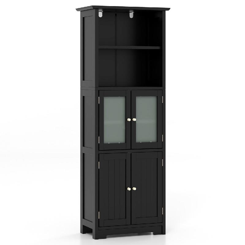 Helloshop26 - Meuble de salle de bain colonne 60 x 30 x 163 cm grande capacité moderne en MDF noir 20_0012763 - 3000227393210_0