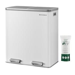 Helloshop26 - Poubelle 2 pédales poubelle avec double compartiment 2 x 30 litres anti-traces de doigts inox seau intérieur plastique 12_0007159 - 30_0