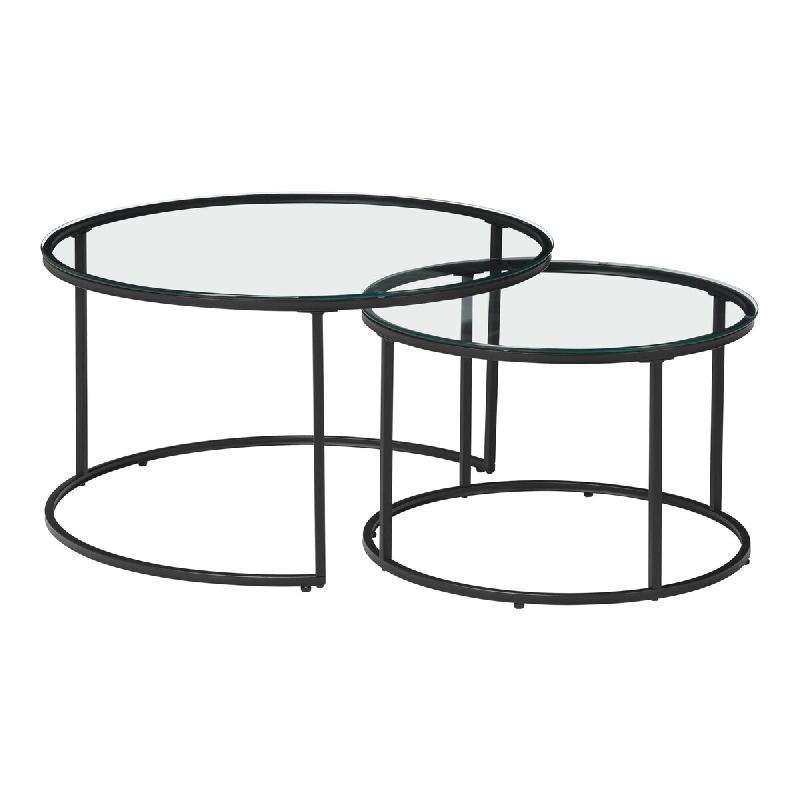 Helloshop26 - Set de 2 tables basses rondes gigognes en verre clair 03_0010602 - 3000225305819_0