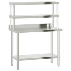 Helloshop26 - Table de travail de cuisine professionnelle avec étagère 110 x 55 x 150 cm acier inoxydable 02_0045422 - 3000220674316_0