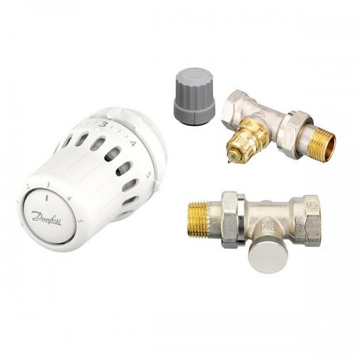 KIT THERMOSTATIQUE COMPLET TÊTE + CORPS RA-FN 15 DROIT + COUDE DE RÉGLAGE - REACT™ DANFOSS