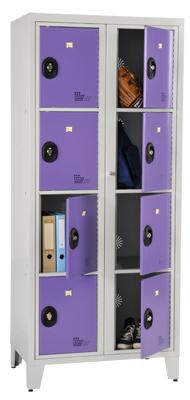 ARMOIRE SCOLAIRE VISITABLE 2 COLONNES 8 CASIERS TURQUOISE RAL 5018 - MANUTAN COLLECTIVITÉS