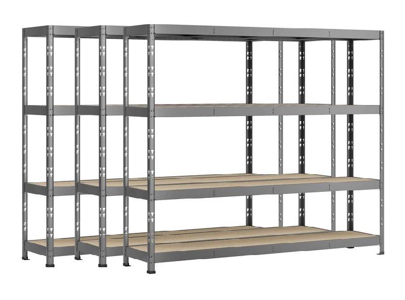 Lot de 3 étagères rack - 4 plateaux - 220 x 60 cm - Rayonnage charge lourde_0