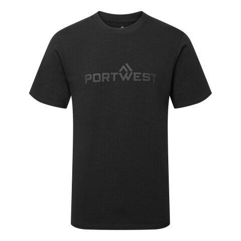 LOT DE 3 - PORTWEST B198 T-SHIRT EN COTON MANCHES COURTES NOIR - TAILLE L