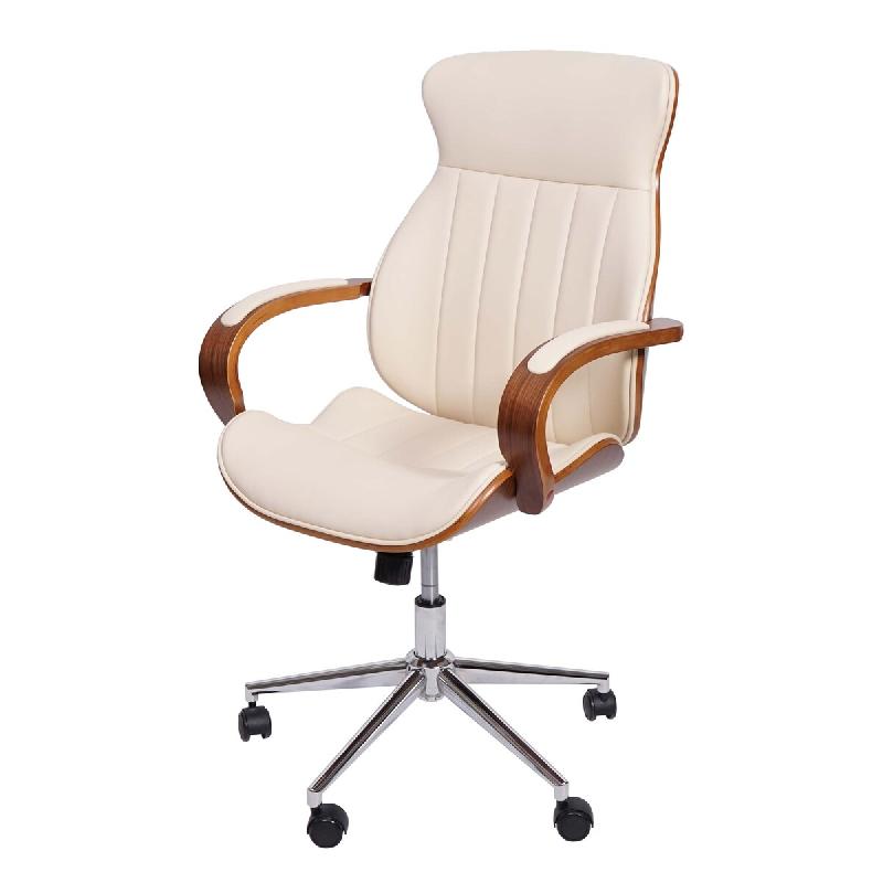 Mendler Chaise de bureau HWC-H39, chaise de bureau chaise pivotante fauteuil de direction, bois courbé aspect noyer similicuir FSC®-certifié ~ crè_0