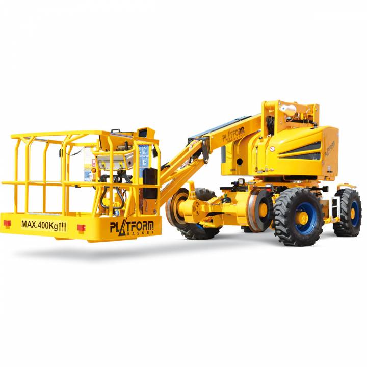Nacelle articulée puissante et fonctionnelle sur route et voie ferrée - RR 14/400 - Hauteur de travail 14,4 m, capacité 400 kg_0