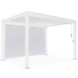 Oviala Business Pergola bioclimatique 3x4m autoportée avec 1 store 3,73 x 2,34 m blanc - blanc aluminium 109337_0