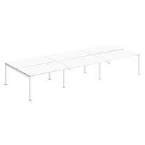 Pôle 6 bureaux droits Teamline L 420 cm - plateaux blanc piètement métal blanc arche_0