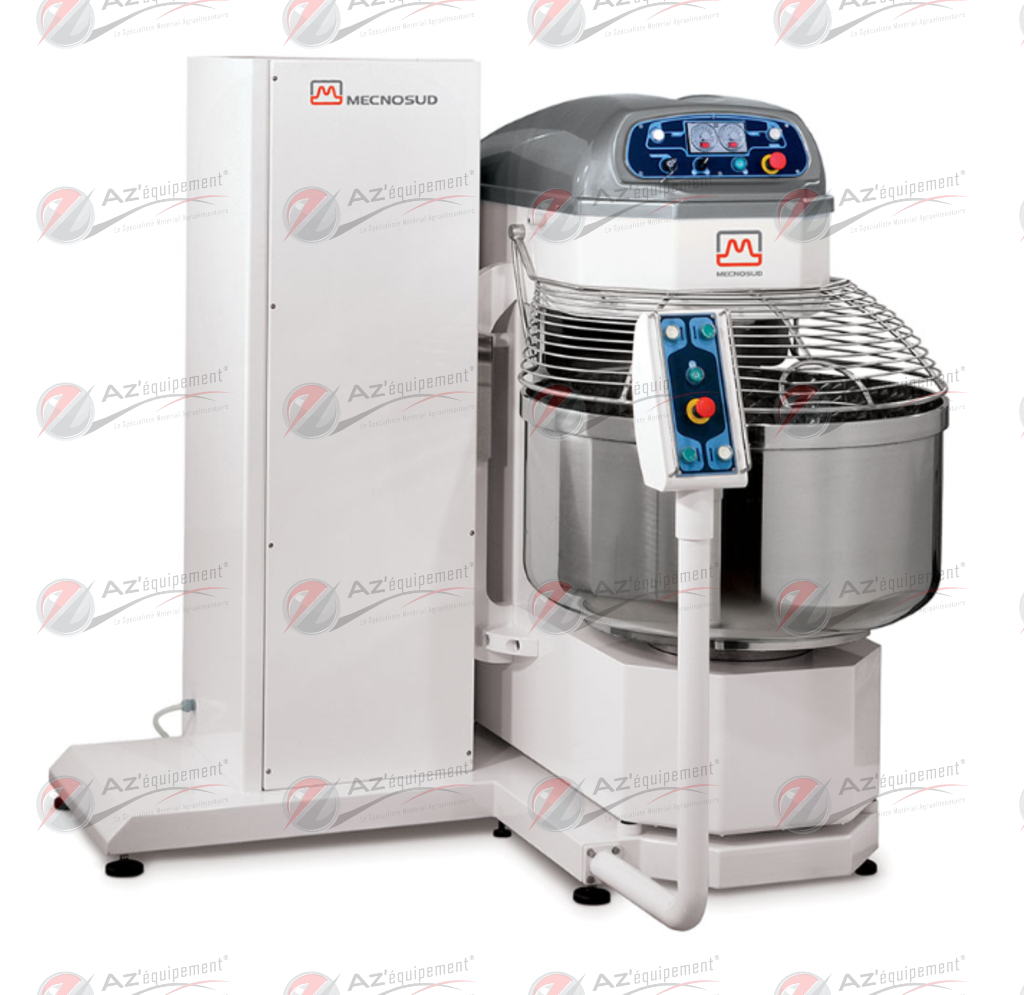 Pétrin à spirale Mécnosud SPRS80 - capacité de 80 à 250 kg - acier inoxydable et double vitesse_0