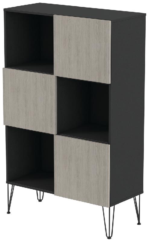 RANGEMENT HAUT JAVA 80 CM DAMIER NOIR/CHÊNE GRIS - MANUTAN COLLECTIVITÉS