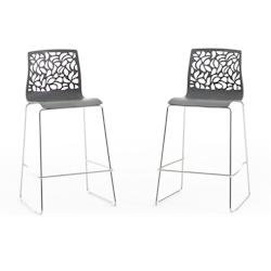 RATTATAN Ensemble de 2 tabourets de bar en polypropylène, pieds en métal, pour bar, restaurant et cuisine, au design moderne et élégant - Anna XL_0