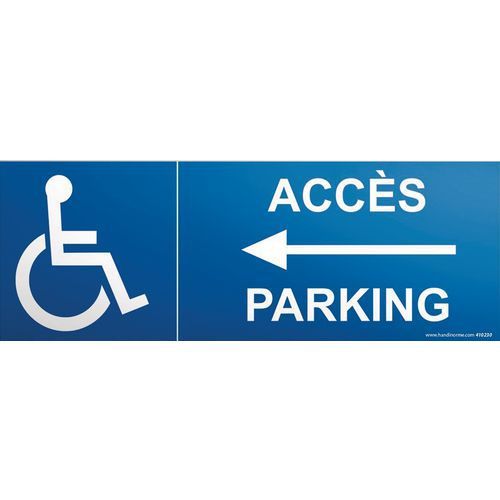 SIGNALISATION ACCÈS PARKING PMR FLÈCHE GAUCHE PVC 350X125MM