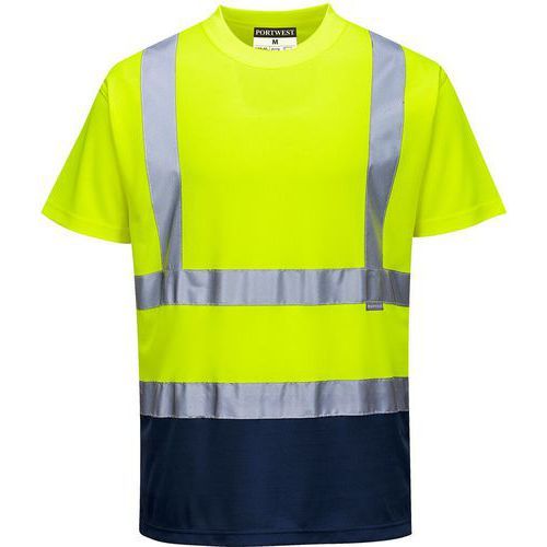 T-SHIRT BICOLORE À MANCHES COURTES S378 BLEU/JAUNE 4XL - PORTWEST